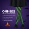Black and Green Tights - Striped Nylon Stretch Pantyhose Stocking Accessories for Every Day Attire and Costumes for Teens and Children